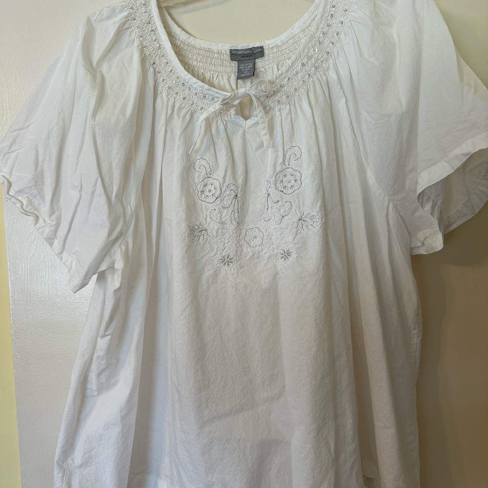 White Embroidered Women's Top